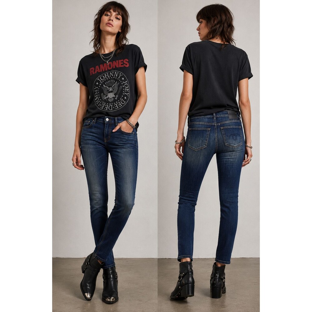 R13 Boy Skinny Jeans Womens Size 25 Vintage Dark Wash Blue Denim Skinny Retro